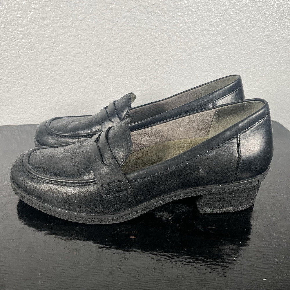 Dansko Danica Womens 9 Black Leather Comfort Heeled Penny Loafers EU 40